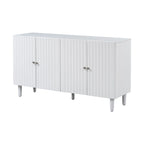 Bahut 4 portes noir/blanc avec portes ondulées et pieds cylindriques, pour 1 personne