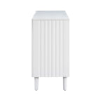 Bahut 4 portes noir/blanc avec portes ondulées et pieds cylindriques, pour 1 personne