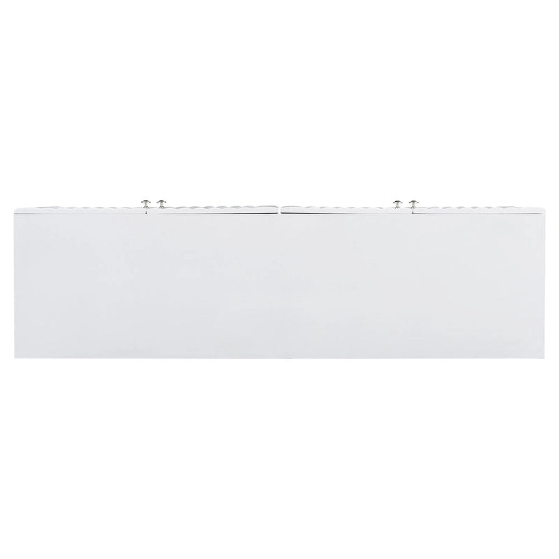 Bahut 4 portes noir/blanc avec portes ondulées et pieds cylindriques, pour 1 personne