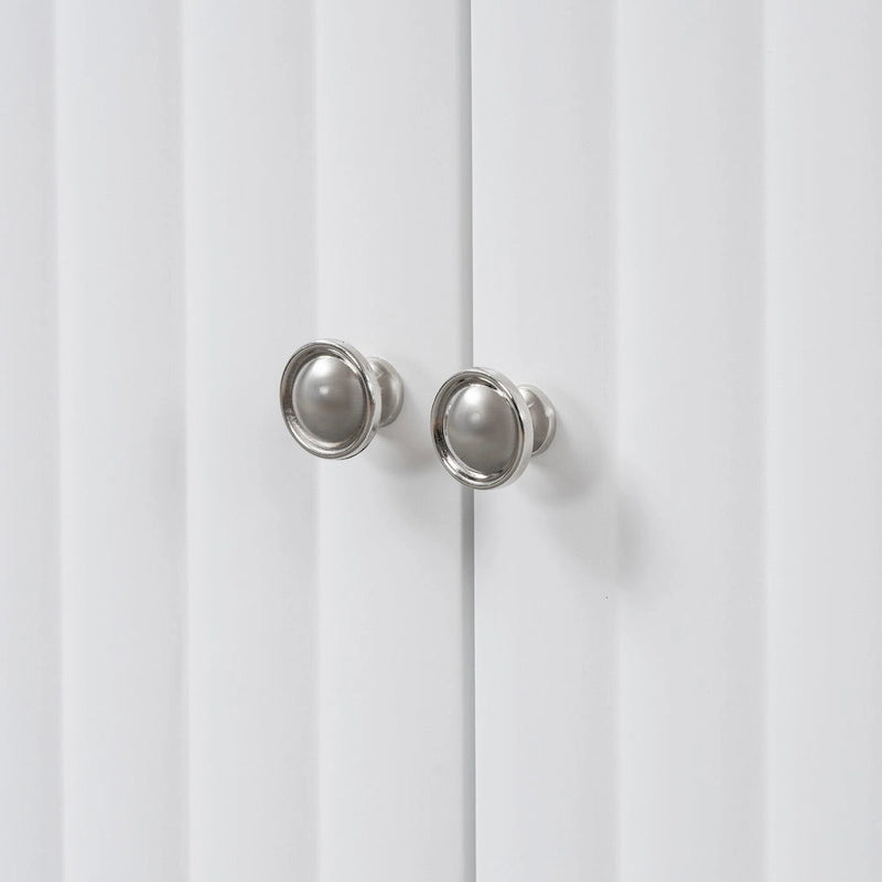Bahut 4 portes noir/blanc avec portes ondulées et pieds cylindriques, pour 1 personne