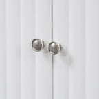 Bahut 4 portes noir/blanc avec portes ondulées et pieds cylindriques, pour 1 personne