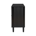 Bahut 4 portes noir/blanc avec portes ondulées et pieds cylindriques, pour 1 personne