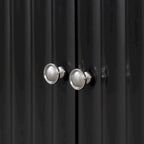 Bahut 4 portes noir/blanc avec portes ondulées et pieds cylindriques, pour 1 personne