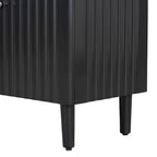 Bahut 4 portes noir/blanc avec portes ondulées et pieds cylindriques, pour 1 personne