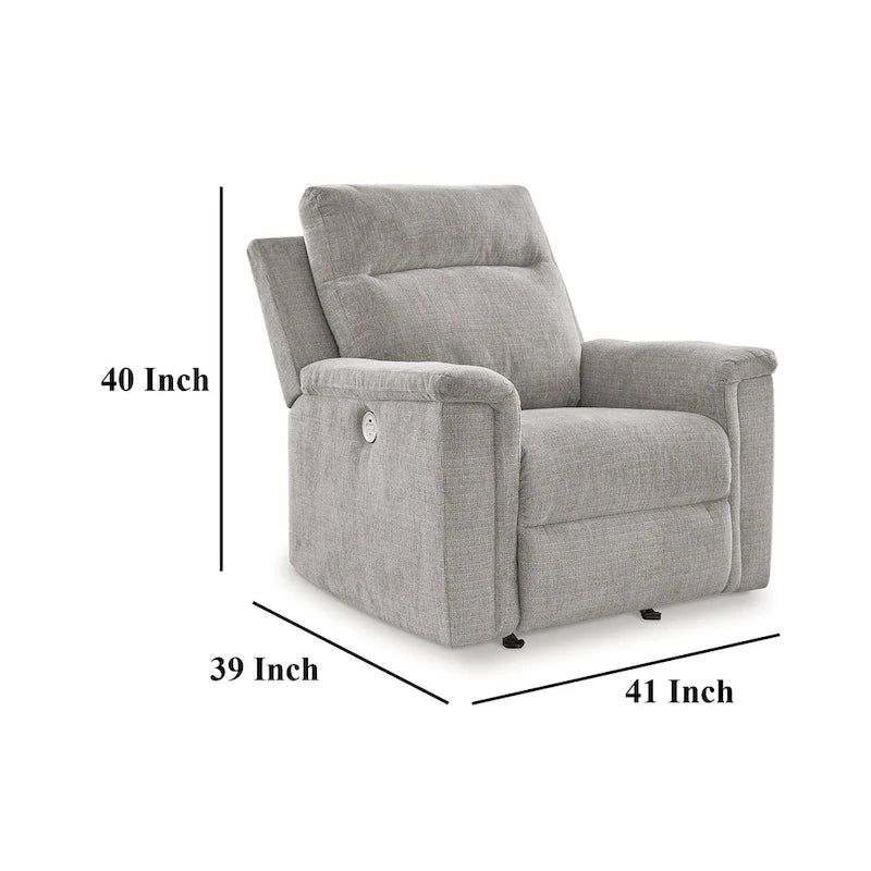 Fauteuil inclinable et basculant électrique Ash Gray, micro-chenille, une place