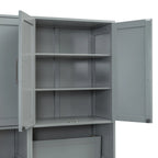 Lit escamotable mural simple avec placard, tiroirs et bureau – Blanc / Gris, 1 personne
