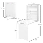 Bureau pliable mural blanc avec étagères, 1 personne