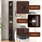 Meuble de rangement haut et étroit pour salle de bain avec tiroir, coloris marron/gris/noir