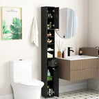 Meuble de rangement haut et étroit pour salle de bain avec tiroir, coloris marron/gris/noir