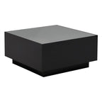 Table basse carrée noire/blanche avec lumières LED 16 couleurs et plateau en verre trempé dépoli