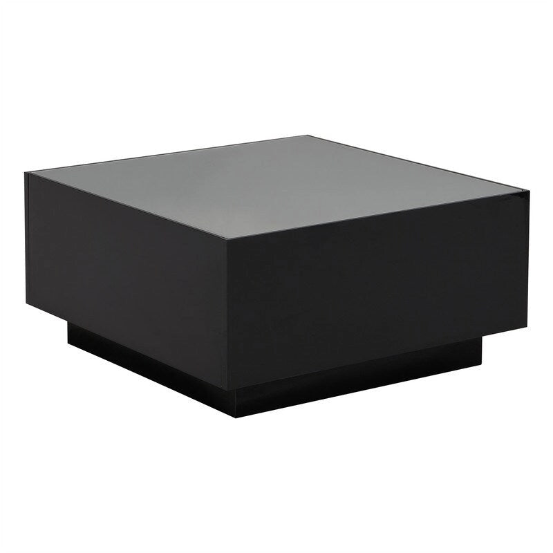 Table basse carrée noire/blanche avec lumières LED 16 couleurs et plateau en verre trempé dépoli