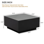 Table basse carrée noire/blanche avec lumières LED 16 couleurs et plateau en verre trempé dépoli