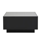 Table basse carrée noire/blanche avec lumières LED 16 couleurs et plateau en verre trempé dépoli
