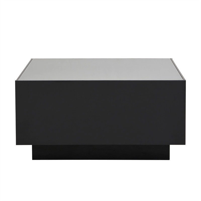 Table basse carrée noire/blanche avec lumières LED 16 couleurs et plateau en verre trempé dépoli