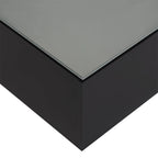 Table basse carrée noire/blanche avec lumières LED 16 couleurs et plateau en verre trempé dépoli