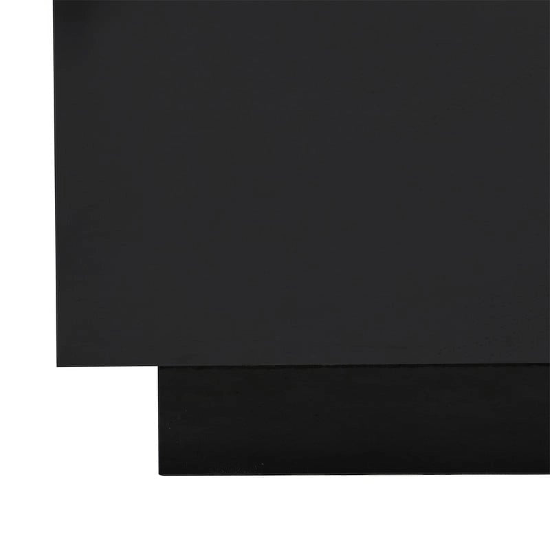 Table basse carrée noire/blanche avec lumières LED 16 couleurs et plateau en verre trempé dépoli
