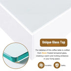 Table basse carrée noire/blanche avec lumières LED 16 couleurs et plateau en verre trempé dépoli