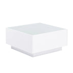Table basse carrée noire/blanche avec lumières LED 16 couleurs et plateau en verre trempé dépoli