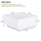 Table basse carrée noire/blanche avec lumières LED 16 couleurs et plateau en verre trempé dépoli