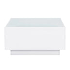 Table basse carrée noire/blanche avec lumières LED 16 couleurs et plateau en verre trempé dépoli