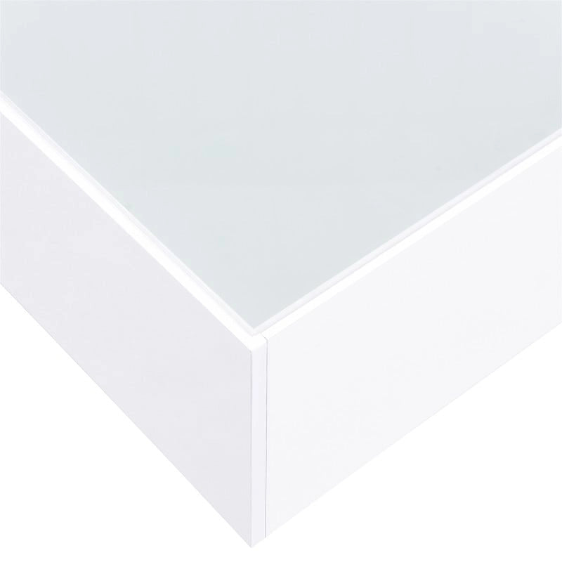Table basse carrée noire/blanche avec lumières LED 16 couleurs et plateau en verre trempé dépoli