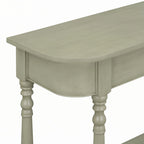 Console étroite grise, pieds fuseau vintage, assemblage par 1 personne
