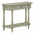 Console étroite grise, pieds fuseau vintage, assemblage par 1 personne