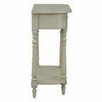 Console étroite grise, pieds fuseau vintage, assemblage par 1 personne