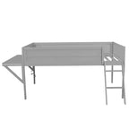 Lit mezzanine jumeau gris avec bureau et LED, 1 personne