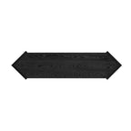Console en bois noir/bleu vieilli avec panneau en rotin et étagère ouverte