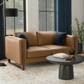 Causeuse en cuir semi-aniline marron muscade/gris fumée clair, 2 places, 63"