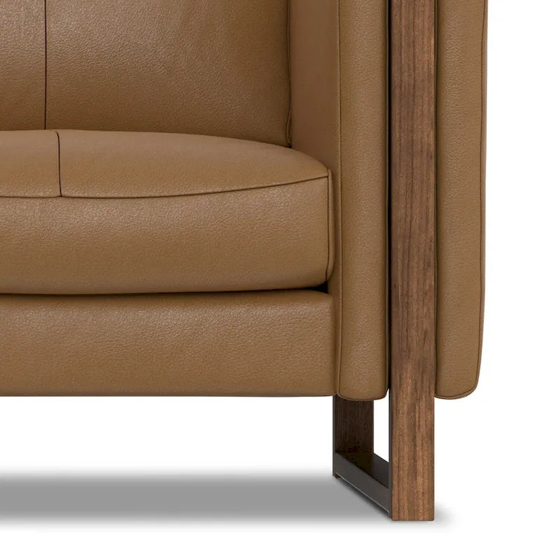 Causeuse en cuir semi-aniline marron muscade/gris fumée clair, 2 places, 63"