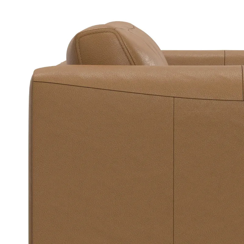 Causeuse en cuir semi-aniline marron muscade/gris fumée clair, 2 places, 63"