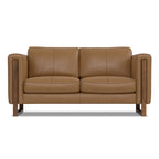 Causeuse en cuir semi-aniline marron muscade/gris fumée clair, 2 places, 63"