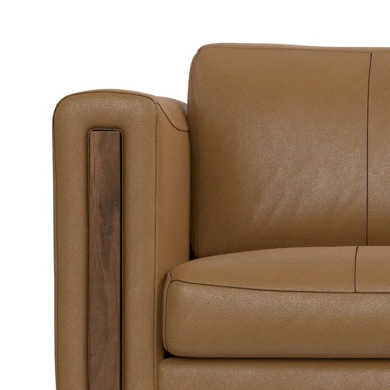 Causeuse en cuir semi-aniline marron muscade/gris fumée clair, 2 places, 63"