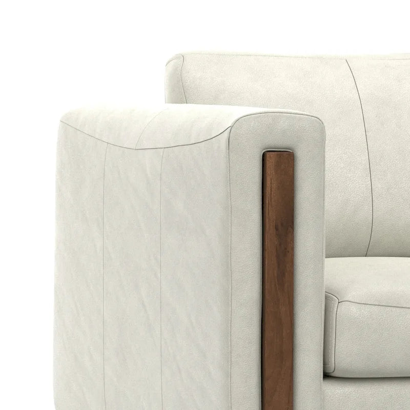Causeuse en cuir semi-aniline marron muscade/gris fumée clair, 2 places, 63"