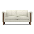 Causeuse en cuir semi-aniline marron muscade/gris fumée clair, 2 places, 63"