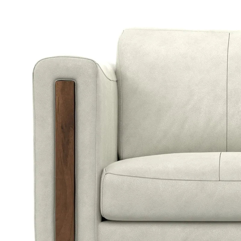 Causeuse en cuir semi-aniline marron muscade/gris fumée clair, 2 places, 63"