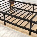 Lit de repos double en métal noir avec lit gigogne, 2 couchages