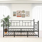 Lit de repos double en métal noir avec lit gigogne, 2 couchages
