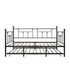 Lit de repos double en métal noir avec lit gigogne, 2 couchages