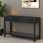 Console à rayures marron / noir / bleu marine avec 2 tiroirs et étagère inférieure – 1 place