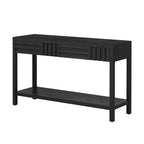 Console à rayures marron / noir / bleu marine avec 2 tiroirs et étagère inférieure – 1 place