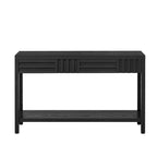 Console à rayures marron / noir / bleu marine avec 2 tiroirs et étagère inférieure – 1 place