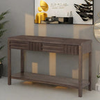Console à rayures marron / noir / bleu marine avec 2 tiroirs et étagère inférieure – 1 place