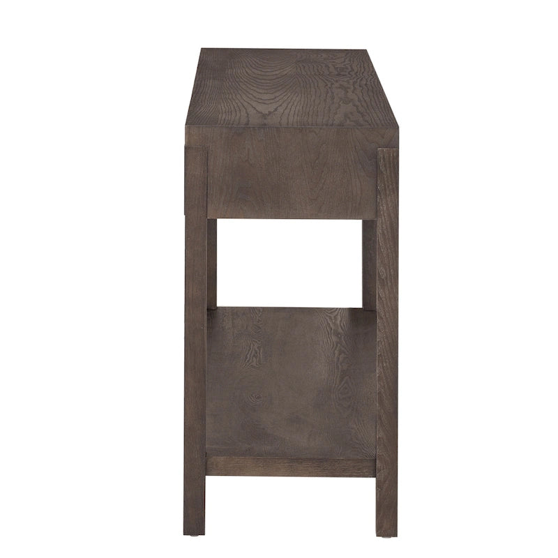 Console à rayures marron / noir / bleu marine avec 2 tiroirs et étagère inférieure – 1 place