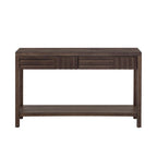 Console à rayures marron / noir / bleu marine avec 2 tiroirs et étagère inférieure – 1 place