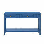 Console à rayures marron / noir / bleu marine avec 2 tiroirs et étagère inférieure – 1 place