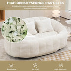 Causeuse longue beige en chenille à dossier haut – 2 places