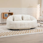 Causeuse longue beige en chenille à dossier haut – 2 places